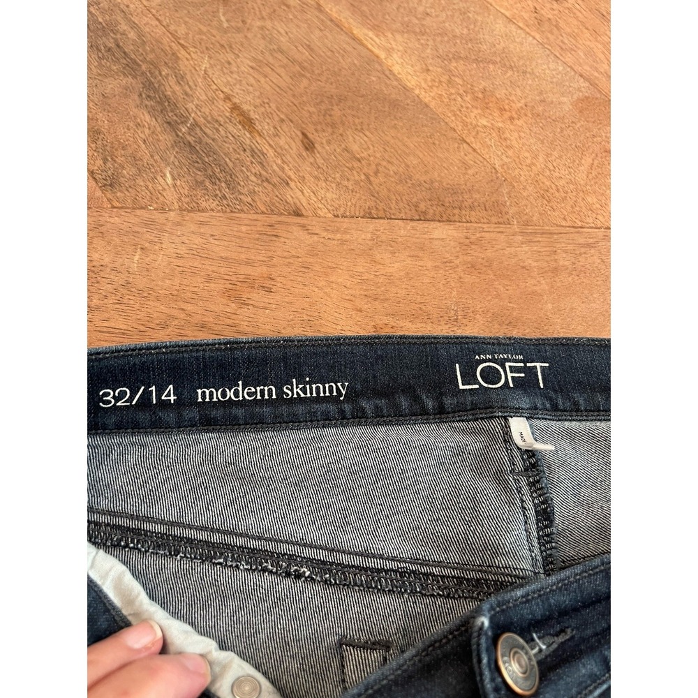 Ann Taylor Loft Modern Skinny Jeans Size 32 / 14 Womens Dark Wash Stretch - Picture 5 of 11
